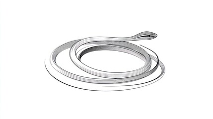 Fototapeta premium Monochrome illustration of a snake coiled on a blank, white background