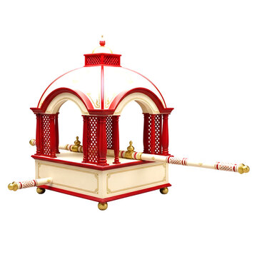 The ark of the covenant is an ornate gold and red jewish artifact isolated on transparent background