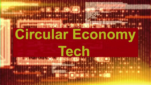 Circular Economy Tech Futuristic Hi-Tech Grid and Numbers Background
