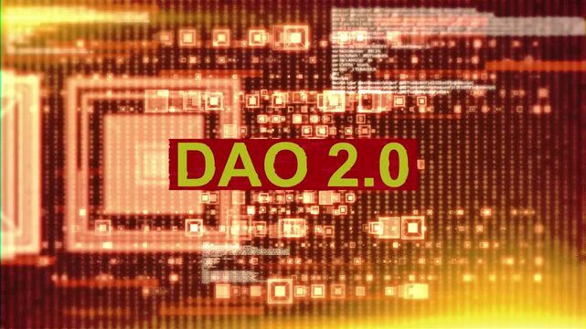 DAO 2.0 Futuristic Hi-Tech Grid and Numbers Background