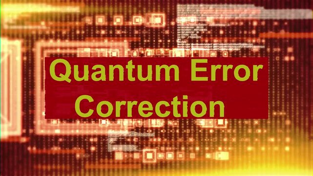 Quantum Error Correction Futuristic Hi-Tech Grid and Numbers Background
