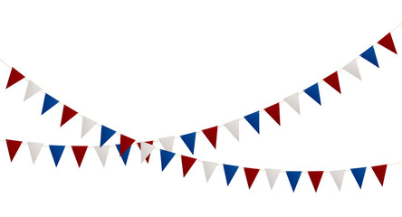 Obraz premium Bunting in colors of USA flag on transparent background, png