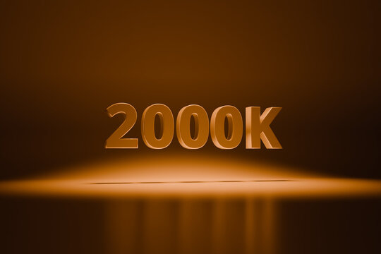 Ultra-Warm 2000K Candlelight Scale 3D Illustration: Floating Deep Bronze-Amber Metallic Typography Reflecting Intense Orange Light and Soft Floor Shadows on a Moody Minimalist Stage.