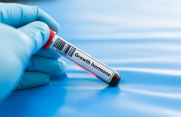 Obraz premium Blood sample tube for growth hormone test analysis.