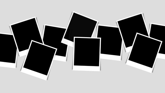 Scattered horizontal blank photo frames banner, vector illustration.