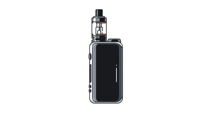 Modern Electronic Cigarette Device, Vape Mod with Tank, Isolated on White
