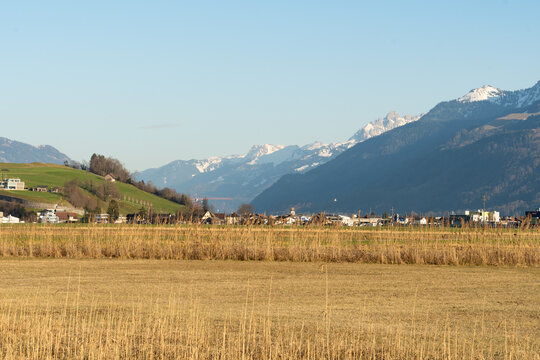 Alpine scenery on a lovely day in Wangen in Switzerland 8.3.2025