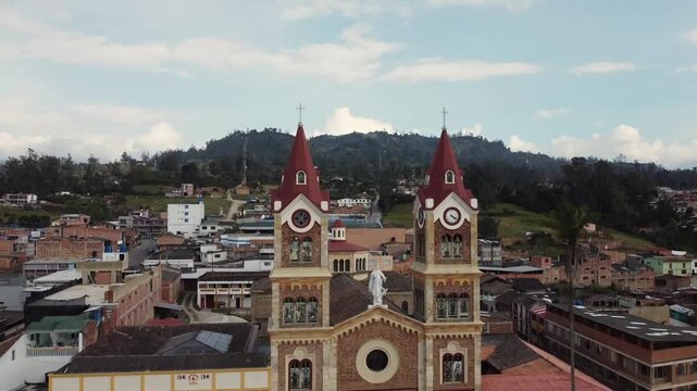 Ramiriqui, Boyac&aacute; - Colombia. March 6, 2026. Aerial drone view of one of the 123 municipalities in the department.
