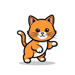 Fototapeta premium Cartoon orange cat standing playful.