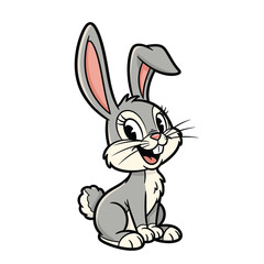 Fototapeta premium Cartoon rabbit with big ears smiling.
