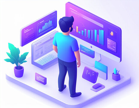3D flat character illustration scenes for SaaS demos