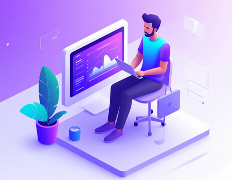 3D flat character illustration scenes for SaaS demos