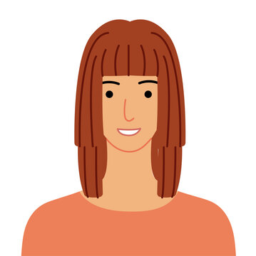 Hime cut hairstyle flat vector front view, straight hair shape sharp line composition for avatar, beauty app, interface, fashion illustration