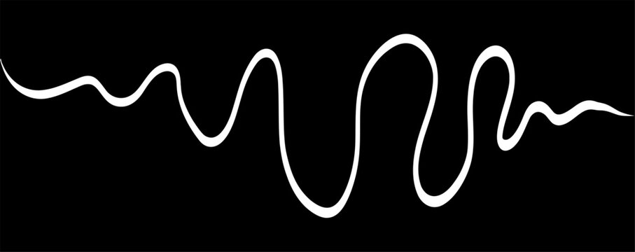 Thin squiggle underline stroke with gentle ups and downs in black background. Minimal continuous line works as highlight for titles, links and handwritten style notes in digital or print layouts.