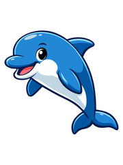Fototapeta premium Cute Dolphin Cartoon Vector Illustration