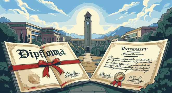 Two Open Diploma Certificate Documents.