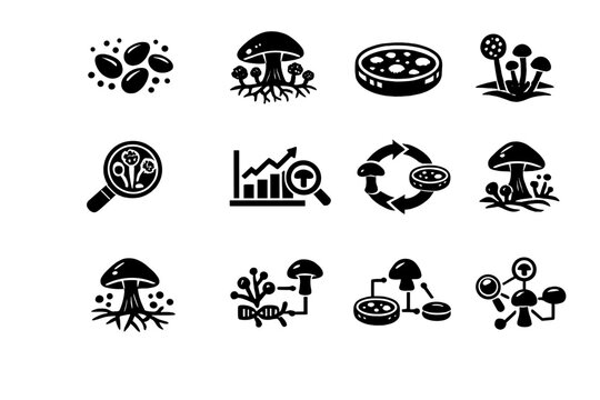 Diagram structure microscopic simple symbol generation icon biology science image mycology vector