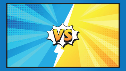 Obraz premium Comic style VS background with radial burst, bold colors and lightning for game battle screen
