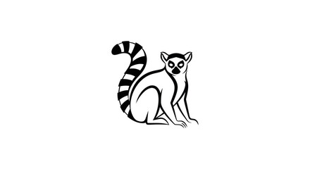 Ring-tailed Lemur Silhouette Icon Vector Art © asepta