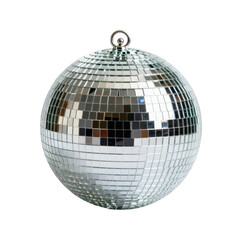Fototapeta premium Reflective disco ball shimmering on a white background, ready for the party