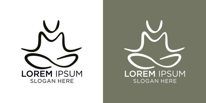 Versatile people meditation logo designs for business branding and marketing needs, featuring modern and minimalistic styles.