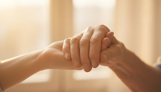 Tender Hands Intertwined Close Up in Soft Warm Light