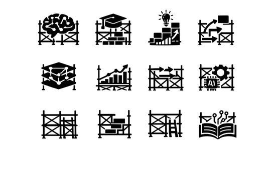 Structured ai simple vector symbol conceptual image icon building black diagram scaffold