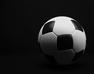 Naklejka premium Soccer ball standing out on a dark background, highlighting game, sport, and competition concepts with strong contrast
