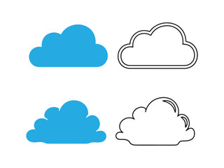Fototapeta premium Cloud shapes collection flat and outline illustration weather icons