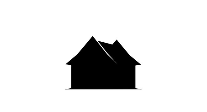 Simple Black House Silhouette Icon 1.