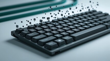 Fototapeta premium Modern keyboard with digital cubes floating above