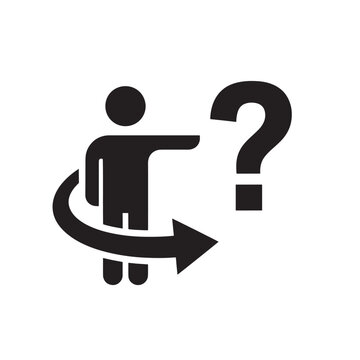Confused Person Icon Pointing At Question Mark For Problem Solving
