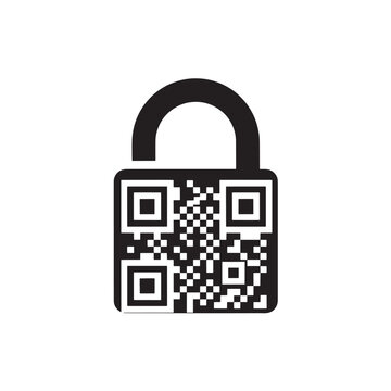 QR Code Lock Icon Black for Secure Access and Digital Security Concepts