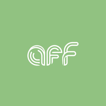 Modern stylized logo design for aff on green background.
