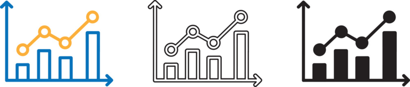 Line and bar graph icons representing data analysis and growth
