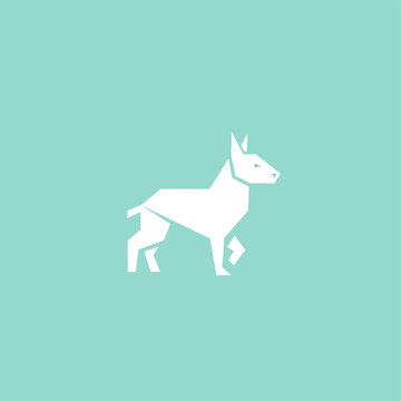Origami Dog Silhouette Minimalist Geometric Design.