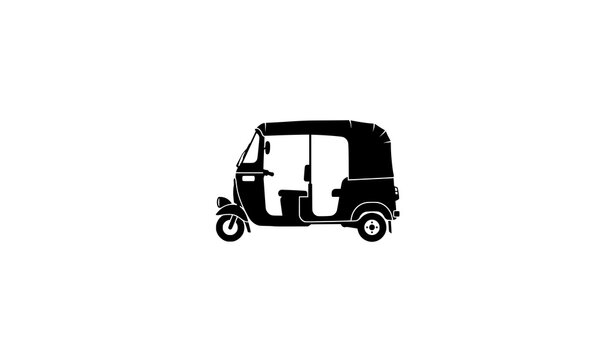 Traditional Auto Rickshaw Transport Silhouette Vector Illustration