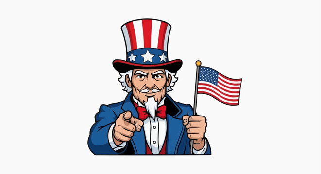 Uncle Sam Pointing USA Patriotism Recruitment Concept