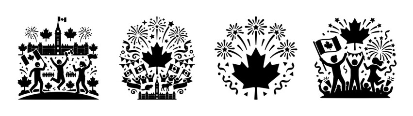 Fototapeta premium Celebrate canada day with festive vector art featuring fireworks and canadian symbols design element