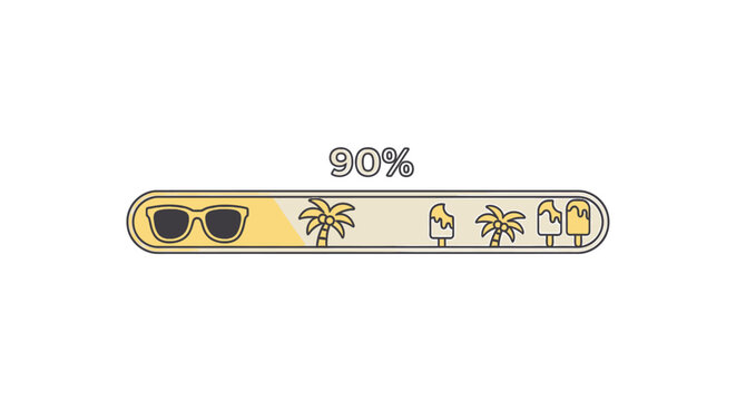 Weekend Loading Concept with Summer Vacation Symbols Vector Illustration