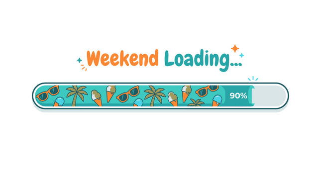 Weekend Loading Concept Vector Illustration of Summer Vacation Progress