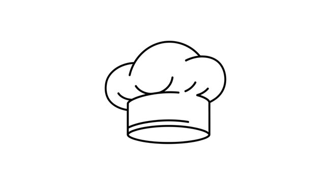 Chef Hat Icon - Simple Outline Drawing of a Toque Blanche