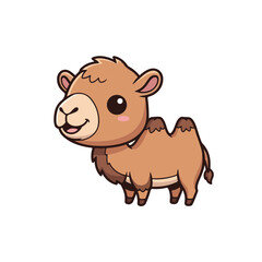 Fototapeta premium Charming and adorable cartoon camel illustration, a friendly baby desert animal character with a cheerful smile, perfect for kids' designs, educational materials, and playful graphic content