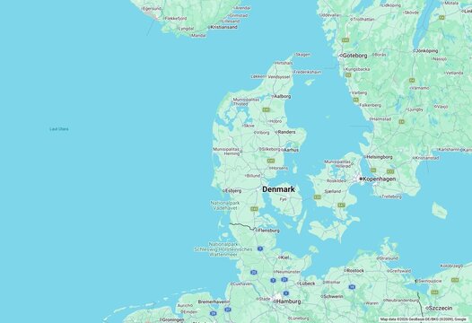 Map of Denmark Highlighting Major Cities and Geographic Features