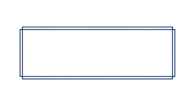 Empty Rectangular Frame with Double Lines on White Background