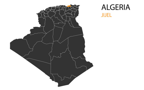 Algeria png map with provinces, Algeria province map, Algeria Jijel