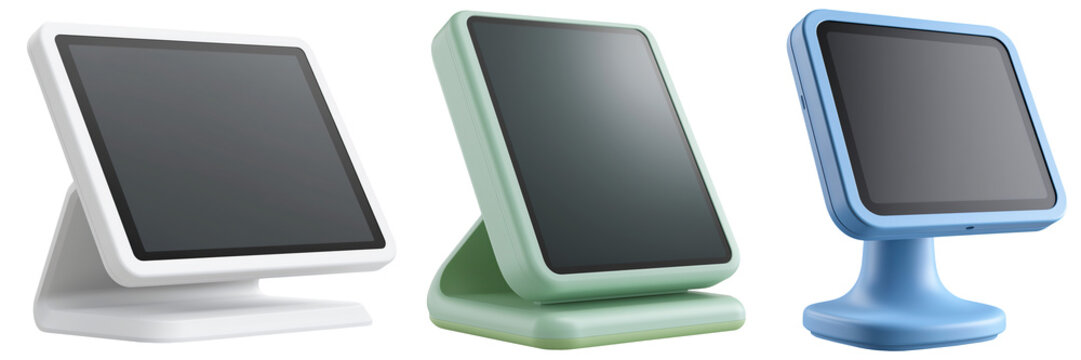Modern Point-of-sale Tablet Stands in White, Green, and Blue