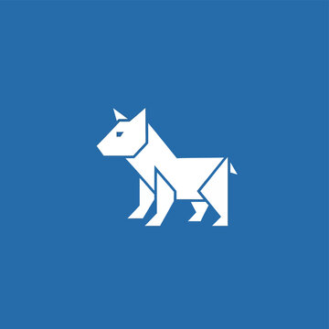 Origami Dog Silhouette Minimalist Geometric Design.