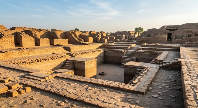 Mohenjo-daro Archaeological Site - Ancient Indus Valley Civilization Ruins.