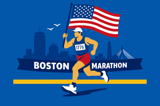 American Flag Runner Boston Marathon